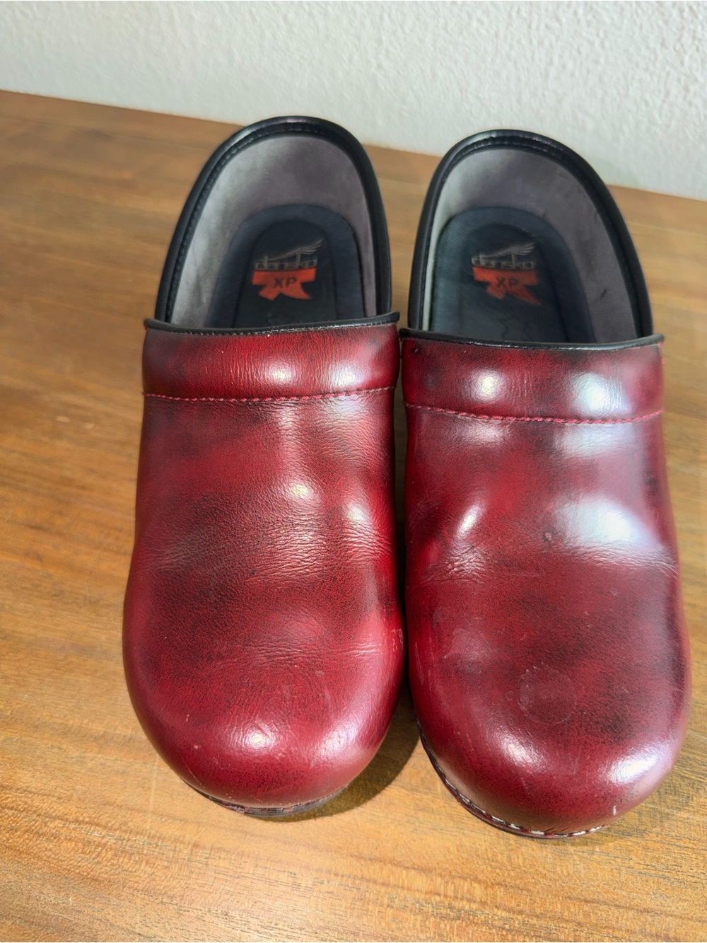 Dansko Women's Burgundy Leather Slip-On Clogs